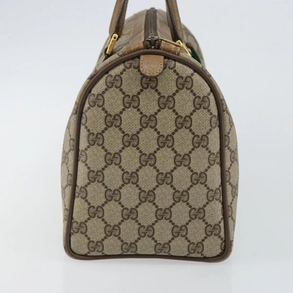 GUCCI GG Supreme Web Sherry Line Boston Bag PVC Beige Gold 40 02 007 Auth 144173 - Picture 3 of 16